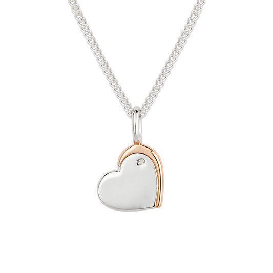 D For Diamond Rose Edge Heart Necklace with Diamond
