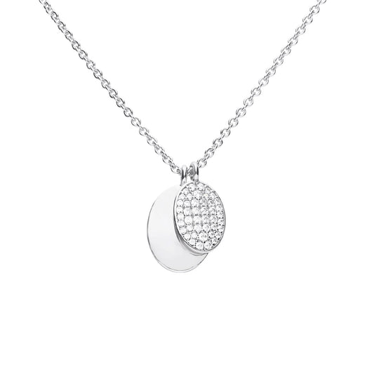 Diamonfire Engravable Plain Tag Necklace with Pave Set Tag