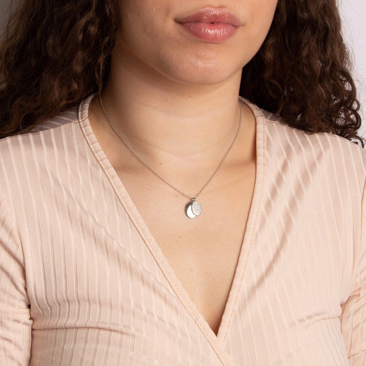 Diamonfire Engravable Plain Tag Necklace with Pave Set Tag