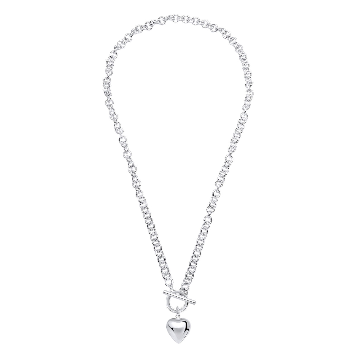 Beginnings Puff Heart T-Bar Chain Necklace