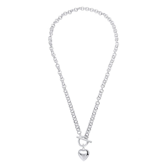 Beginnings Puff Heart T-Bar Chain Necklace