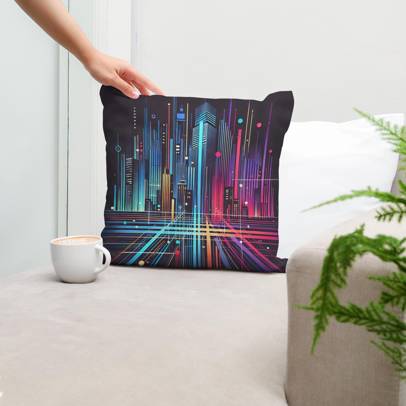 Neon City Pulse Cotton Cushion