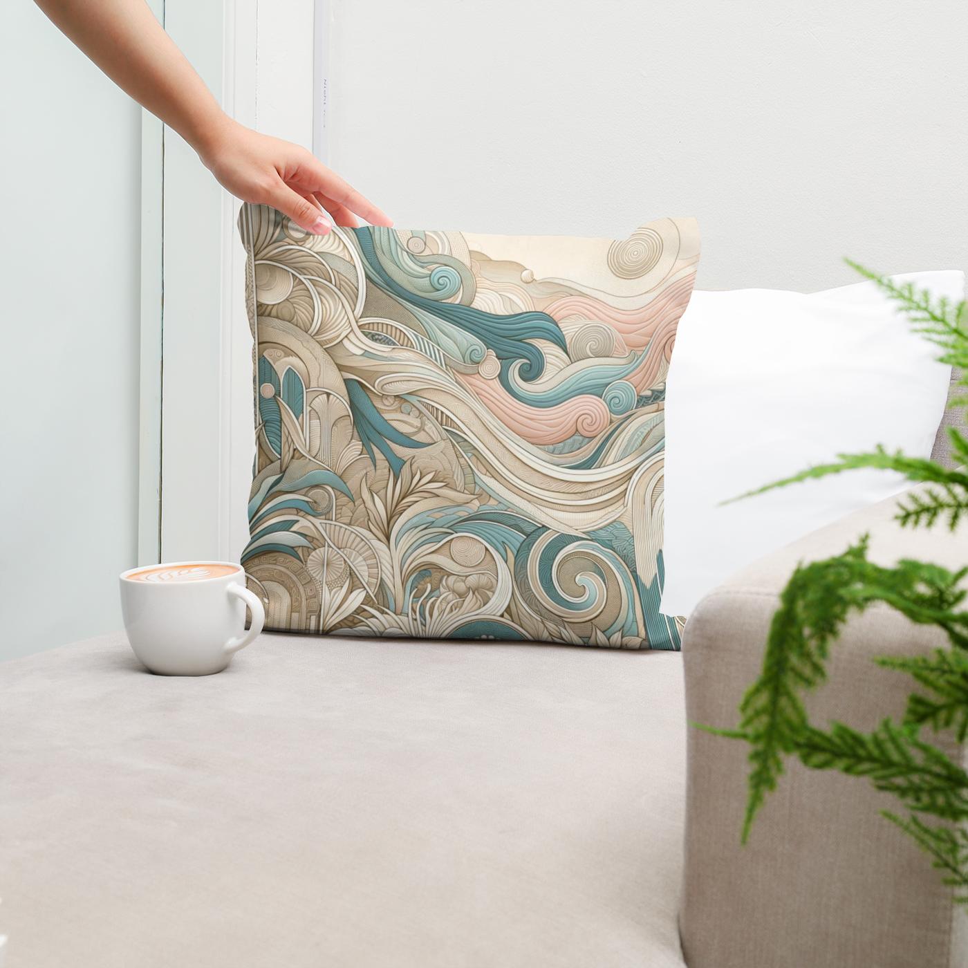 Seascape Whispers Mural Cotton Cushion