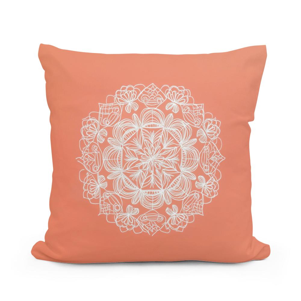 Coral Mandala Cotton Cushion