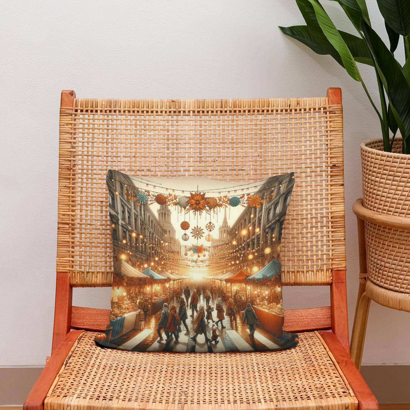 Autumn Festival Street Cotton Cushion