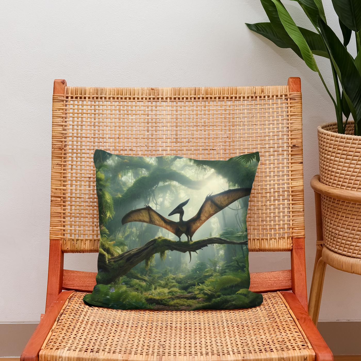 Forest Perch Pterodactyl Cotton Cushion