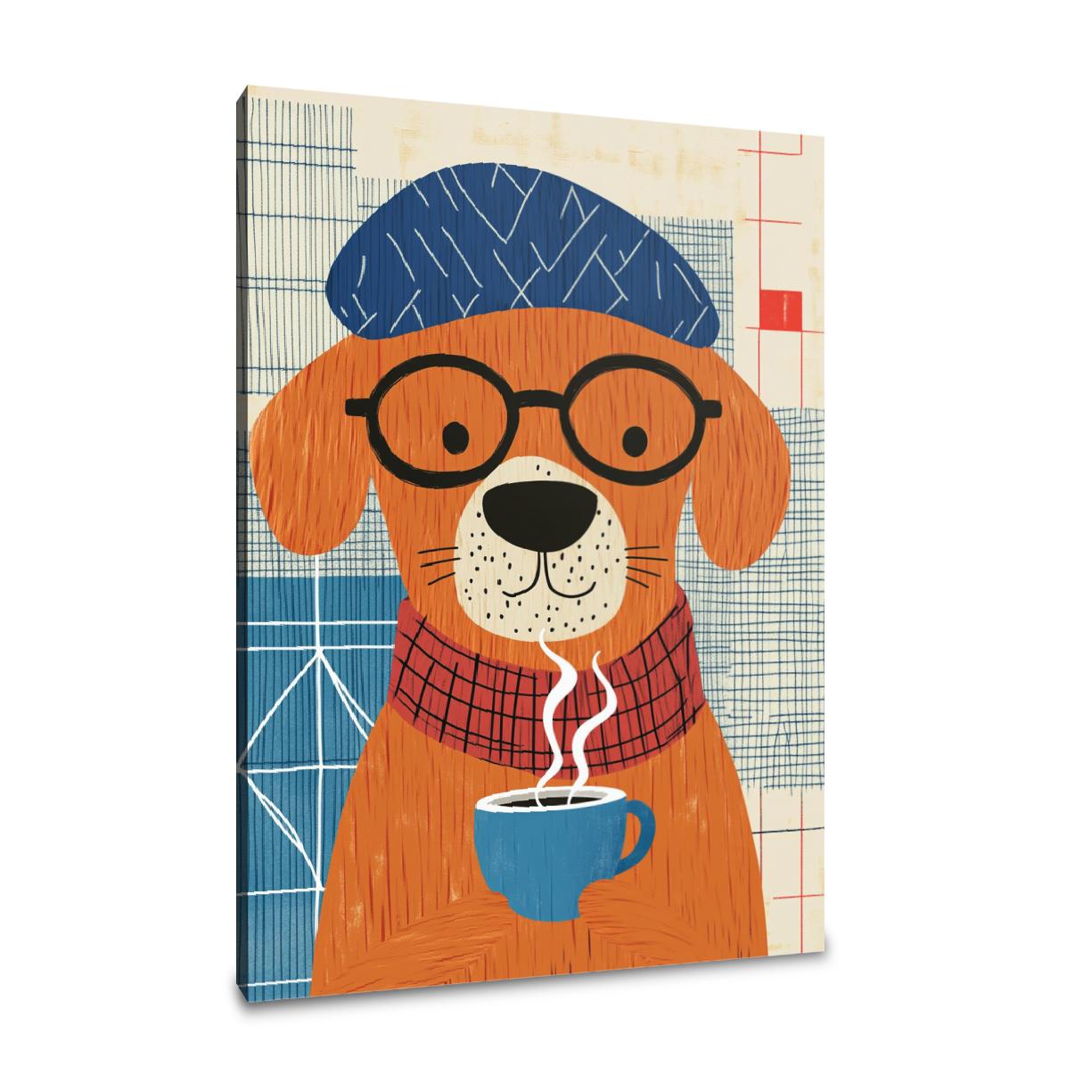 Coffee Break Dog Canvas