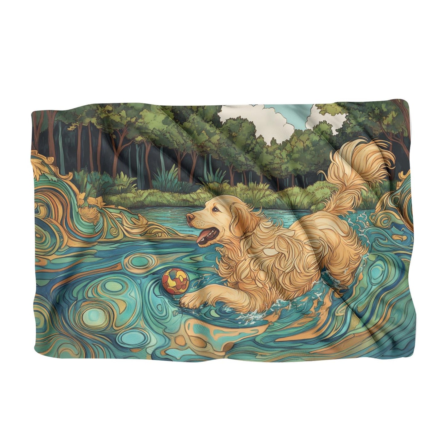 Golden Retriever Lakeside Blanket