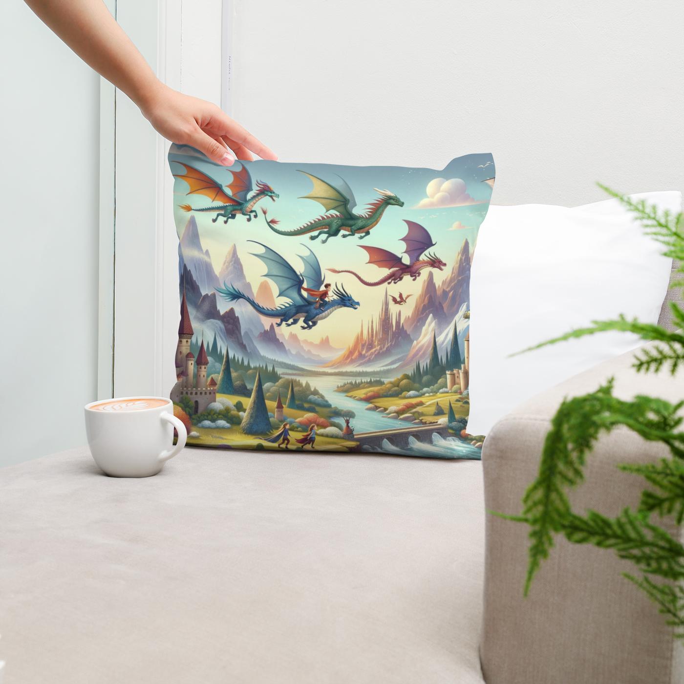 Dragon Riders Cotton Cushion