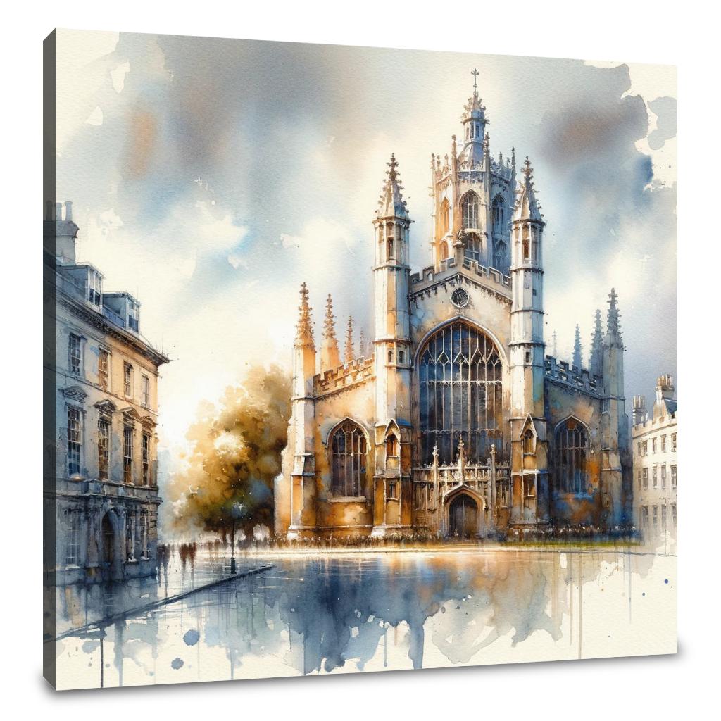 Cambridge St Mary's Watercolor Whisper Canvas