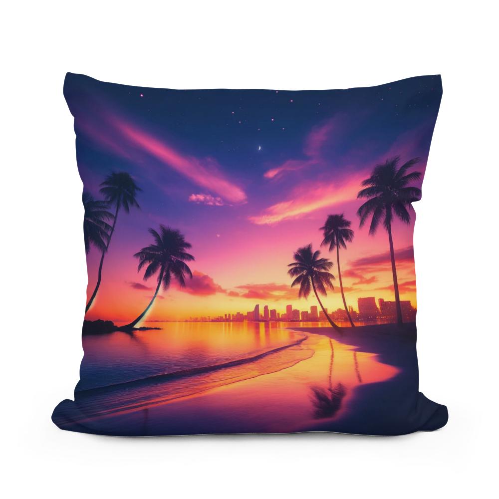 Miami Sunset Serenity Cotton Cushion