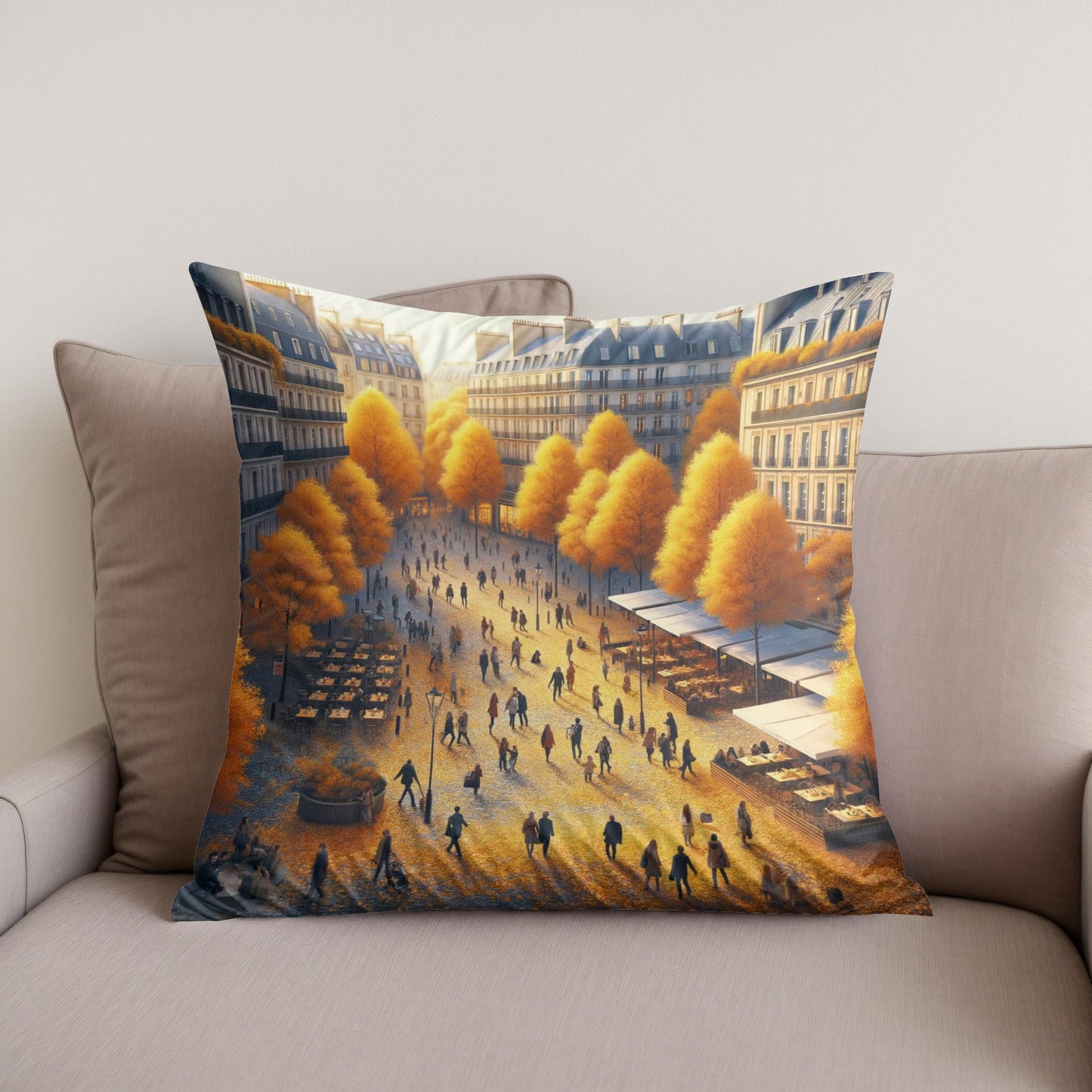 Autumn City Square Cotton Cushion