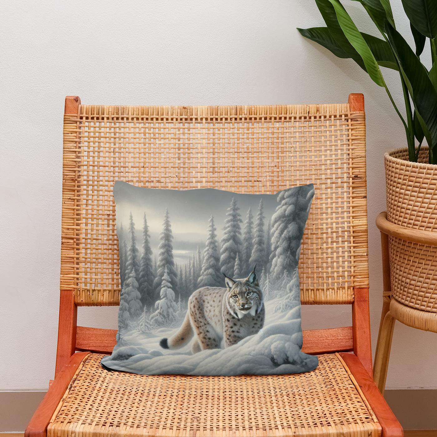 Winter Lynx Cotton Cushion