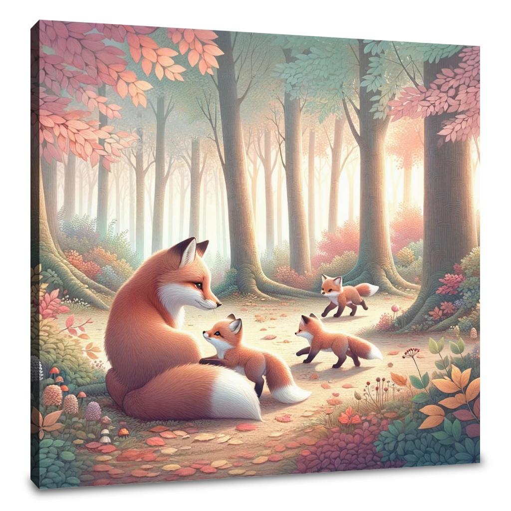 Playful Foxes Canvas