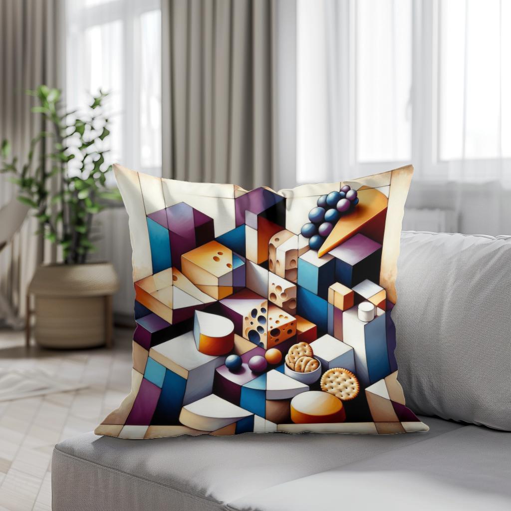 Cheese Platter Geometry Cotton Cushion