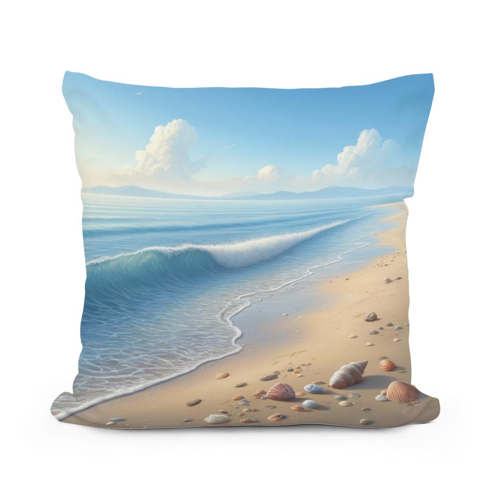 Tranquil Beachscape Cotton Cushion