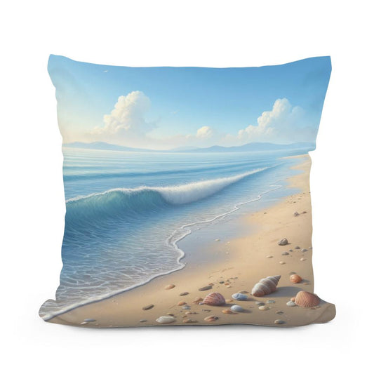 Tranquil Beachscape Cotton Cushion