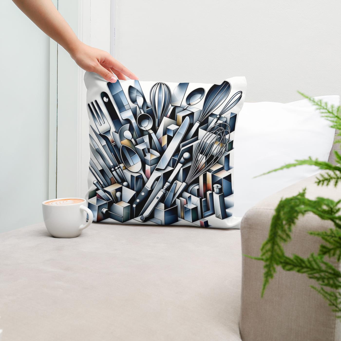 Cubist Kitchen Symphony Cotton Cushion