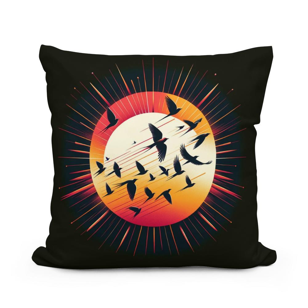 Sunset Avian Symphony Cotton Cushion