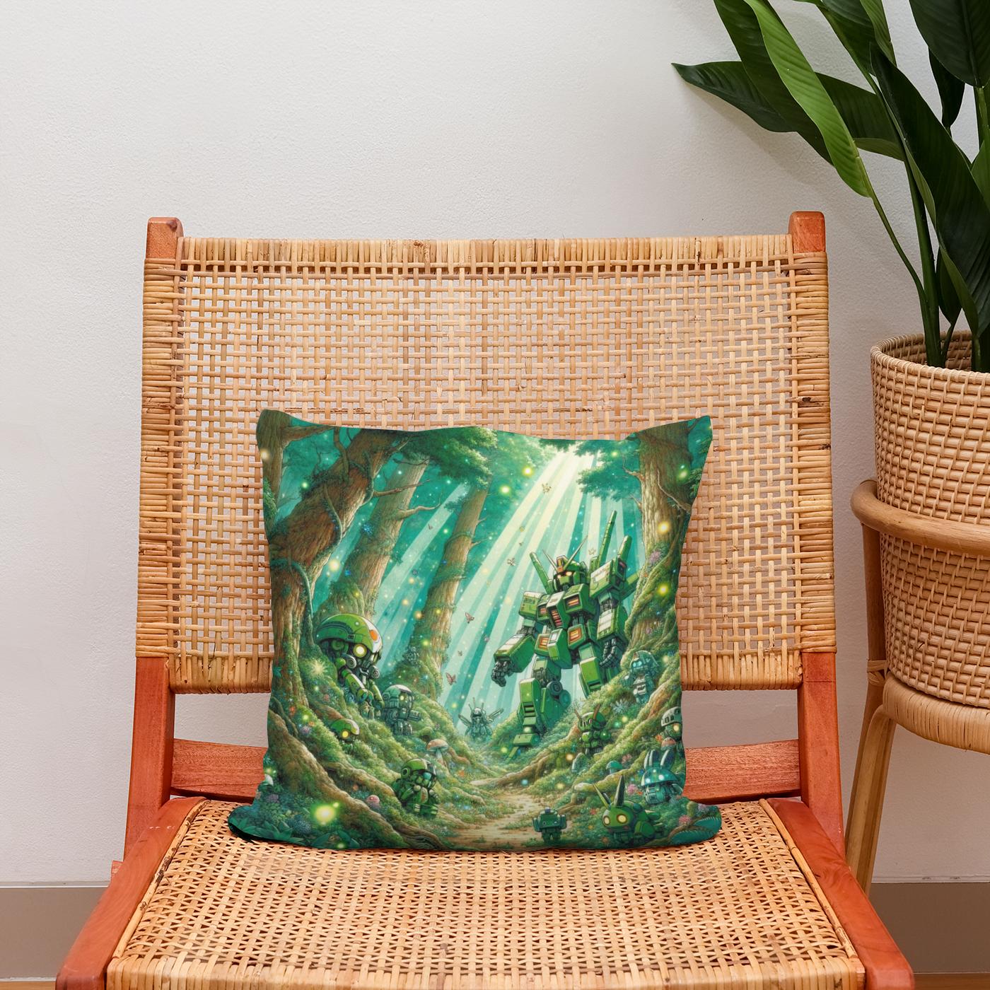 Enchanted Mecha Forest Cotton Cushion