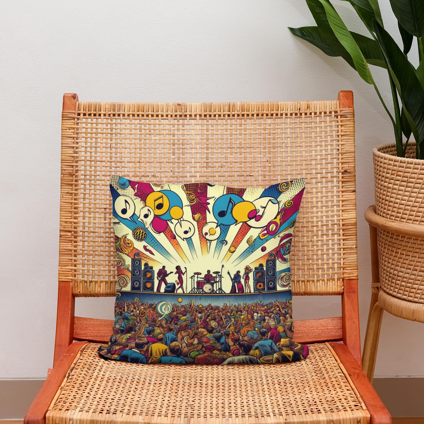 Pop Rhythms Festival Cotton Cushion