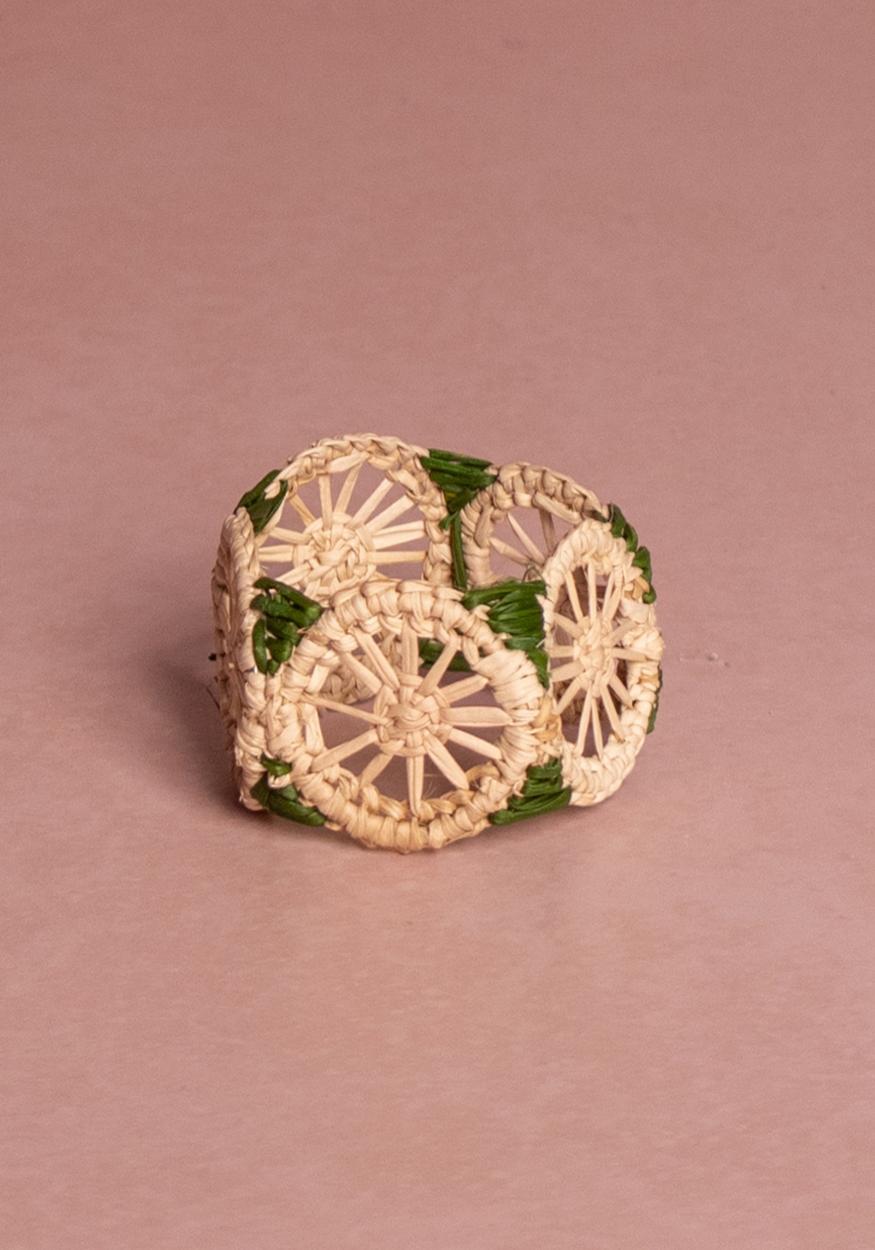 Atlántico Iraca Woven Napkin Ring, Green - Set of 4
