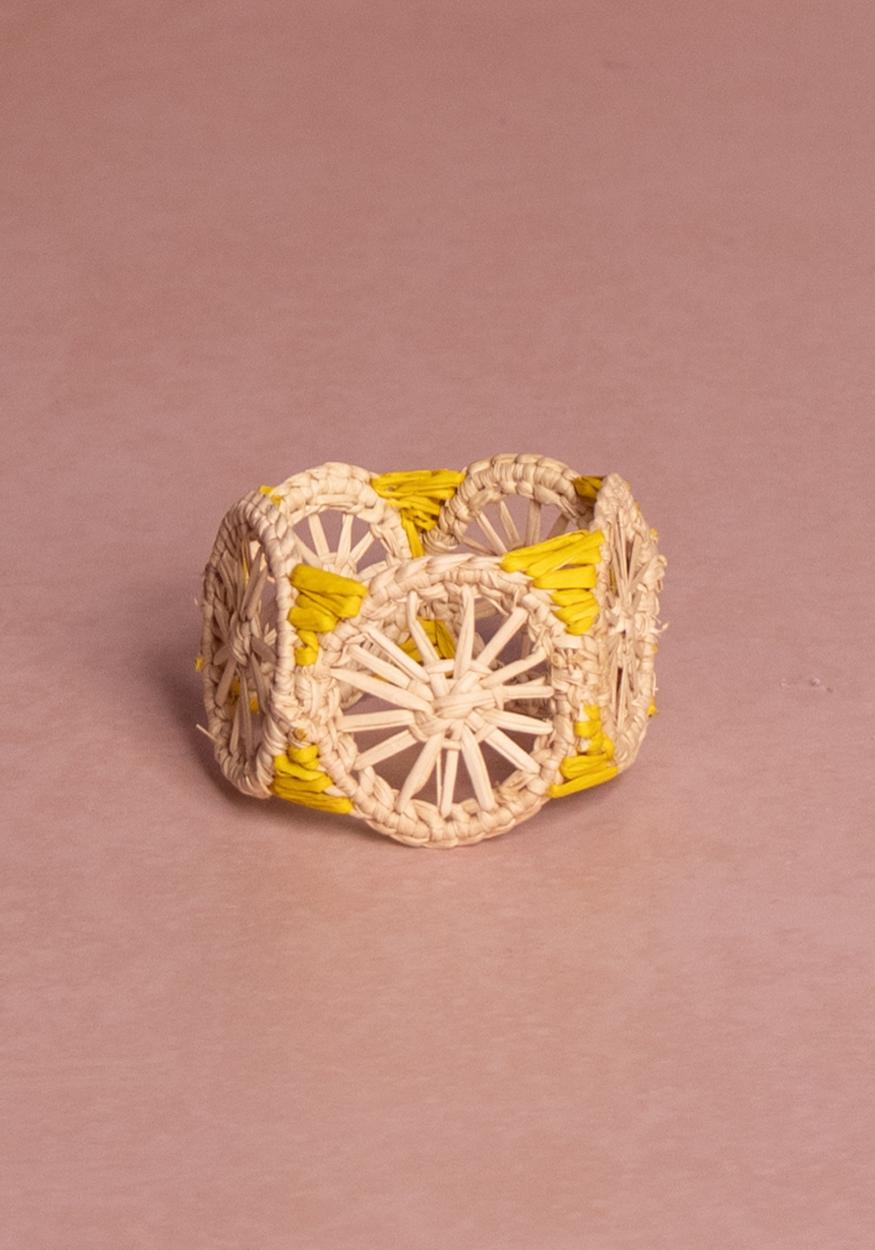 Atlántico Iraca Woven Napkin Ring, Yellow - Set of 4