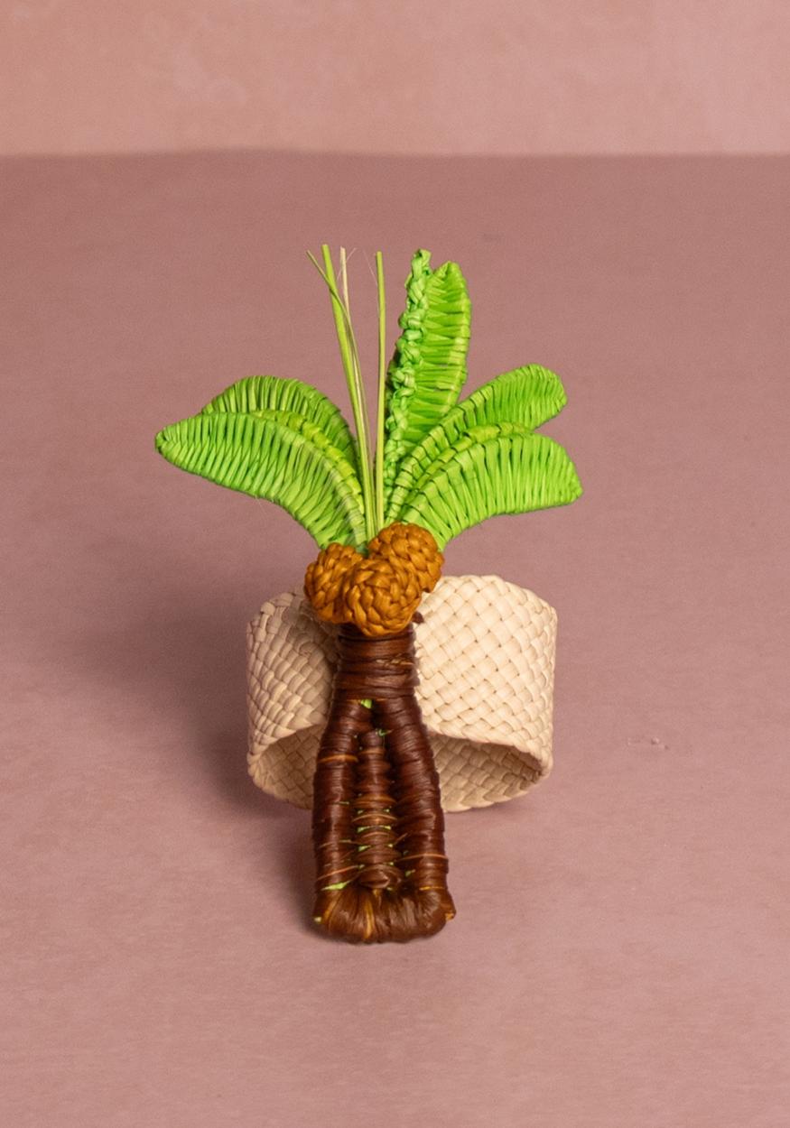Atlantico Palm Tree Napkin Ring, Green - Set of 4