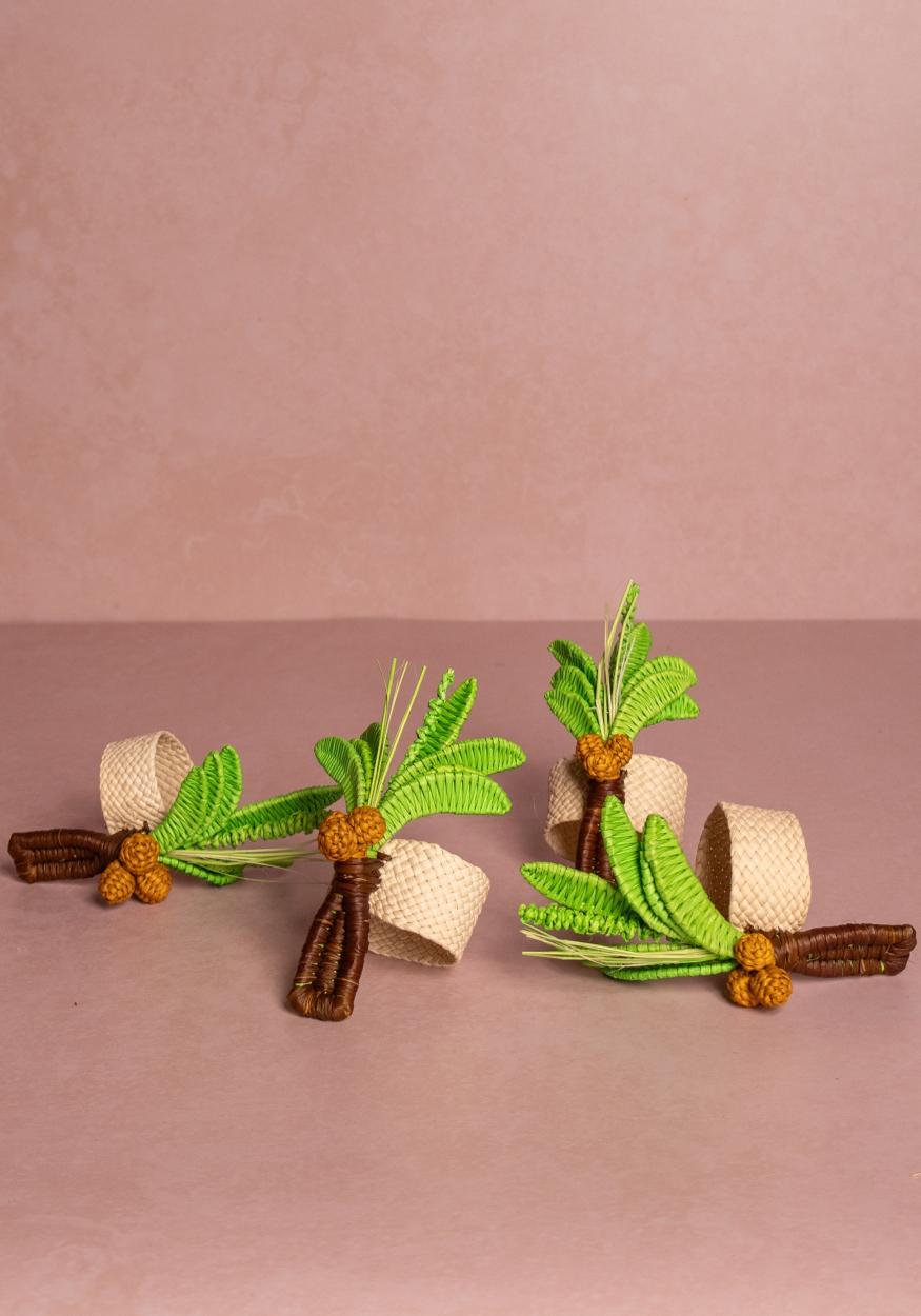 Atlantico Palm Tree Napkin Ring, Green - Set of 4