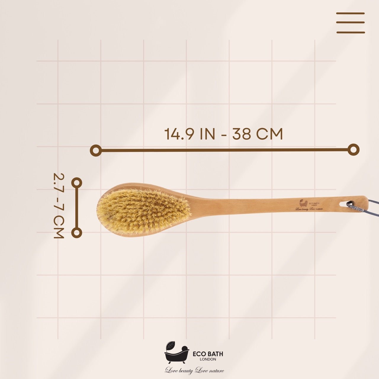 Natural Sisal or Bristle Body Brush for Dry Brushing and Showers