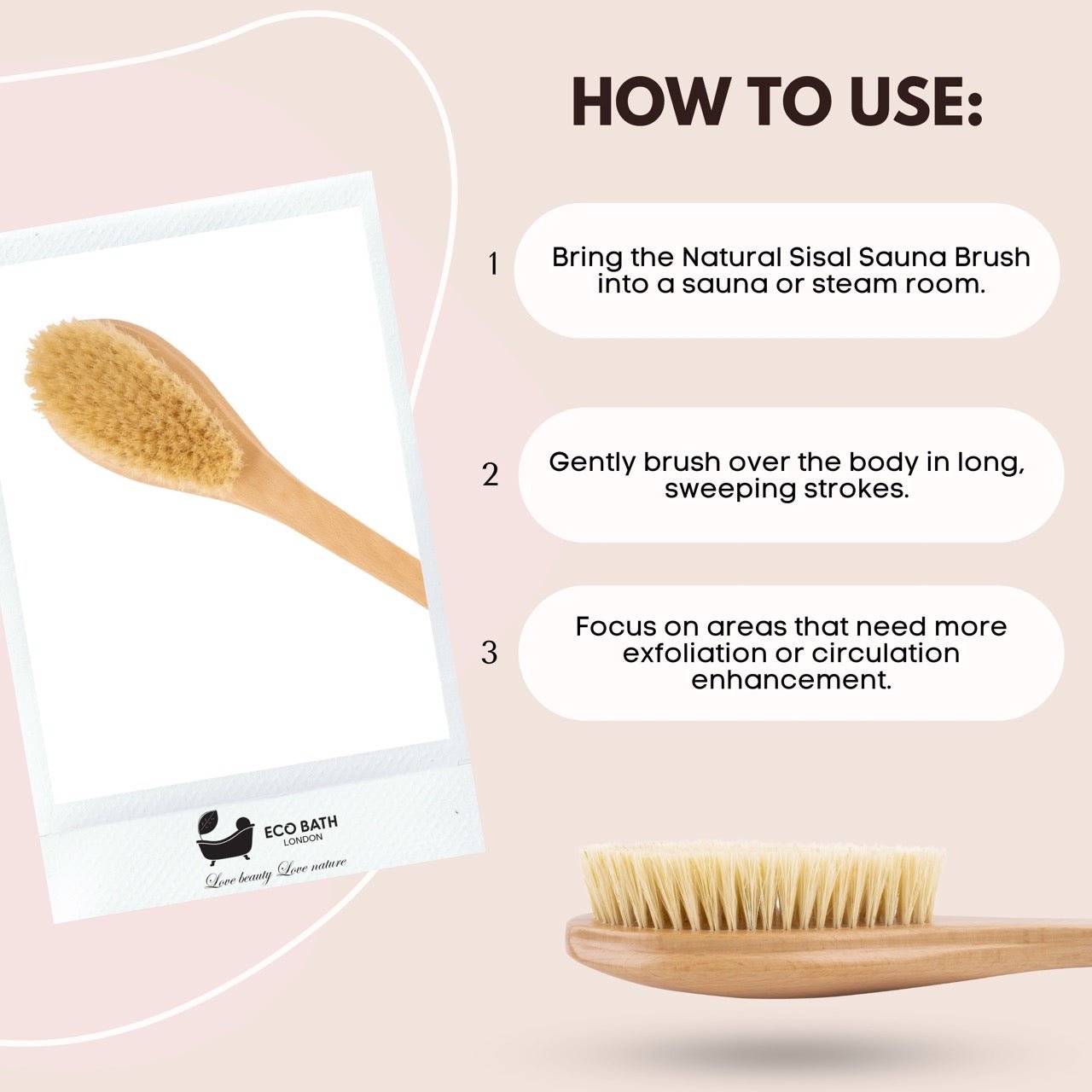 Natural Sisal or Bristle Body Brush for Dry Brushing and Showers