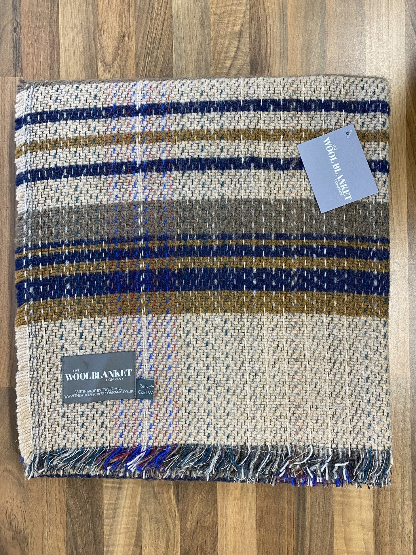 Large Checked Random Recycled Wool Blanket