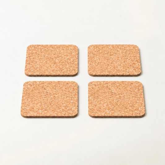Set of 6 Cork Coasters | Natural | Square