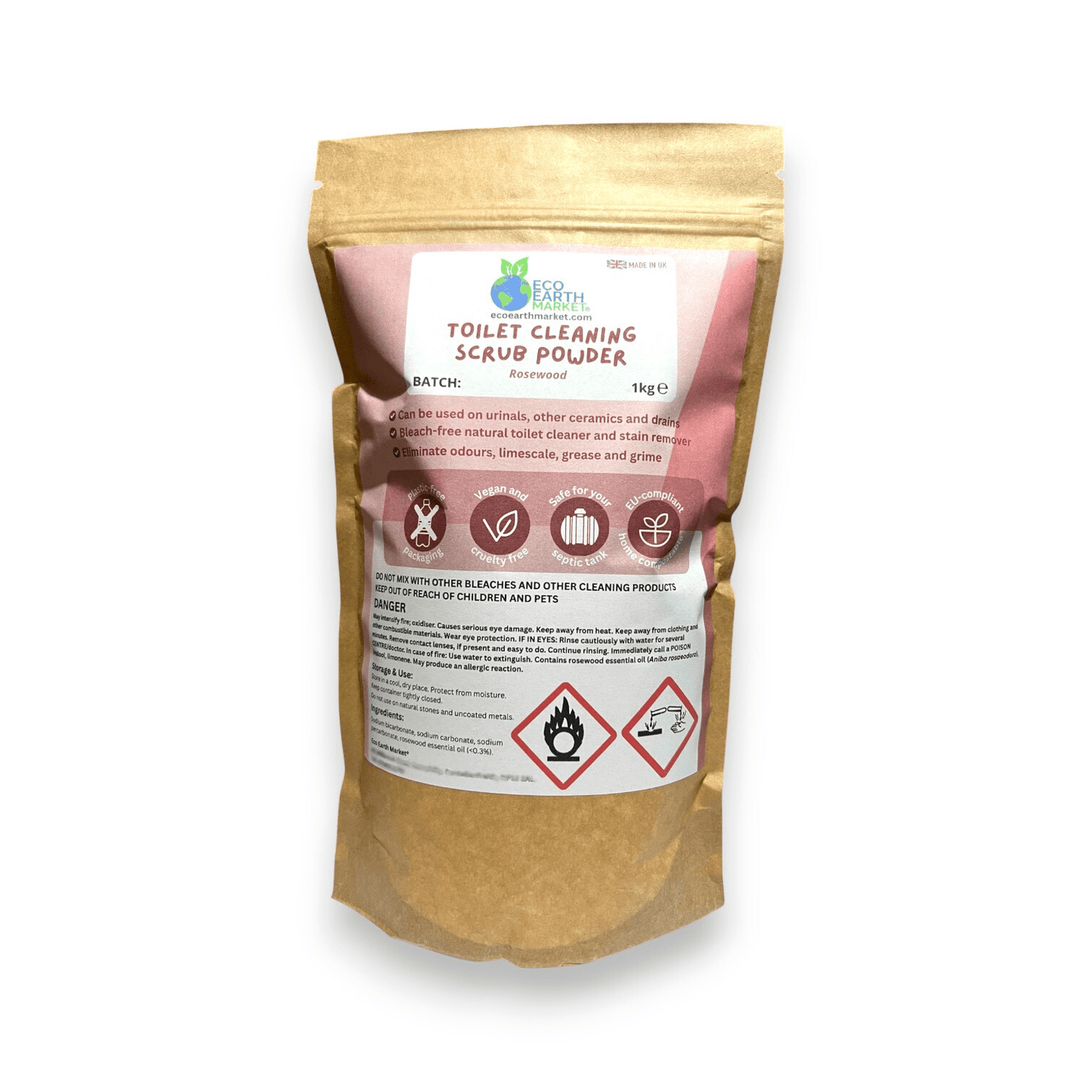 Natural Toilet Cleaning Powder with Essential Oil – Mineral-Based Formula - Choice of Scents