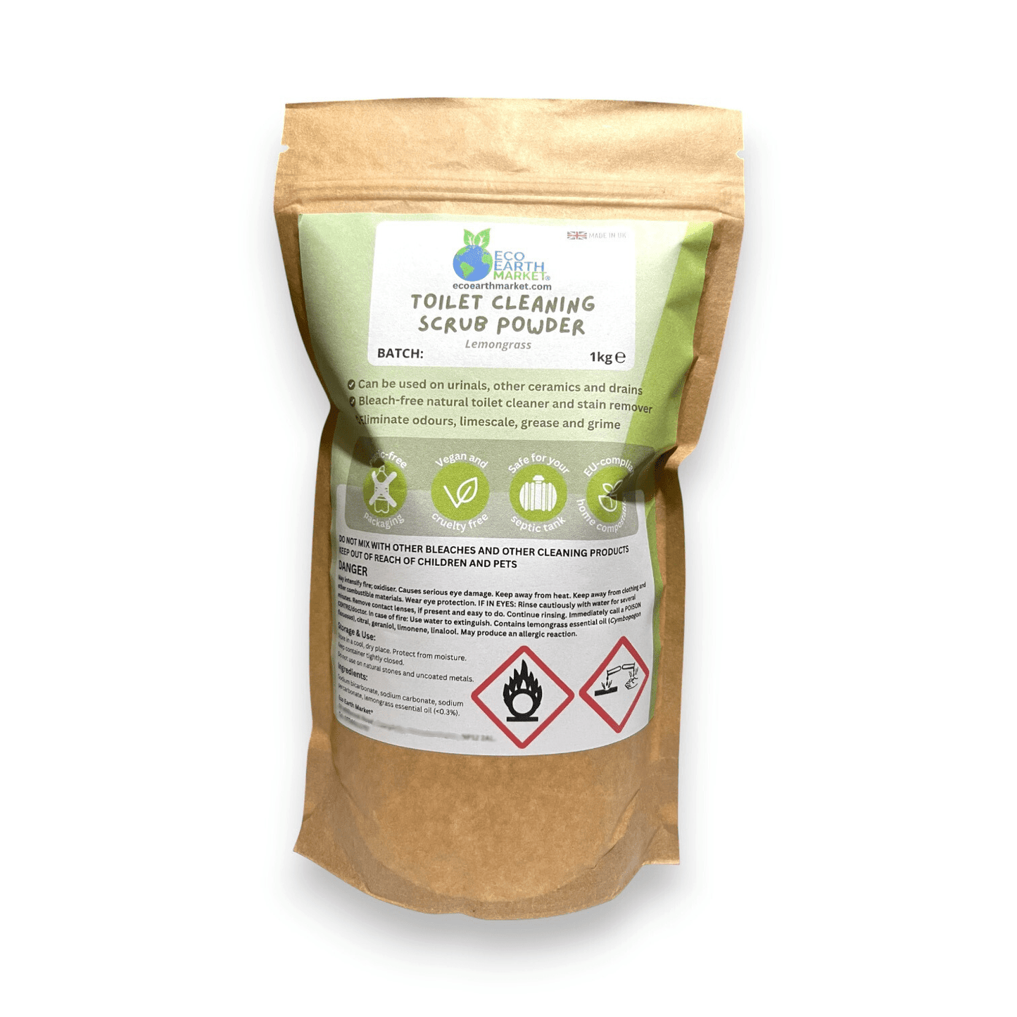 Natural Toilet Cleaning Powder with Essential Oil – Mineral-Based Formula - Choice of Scents