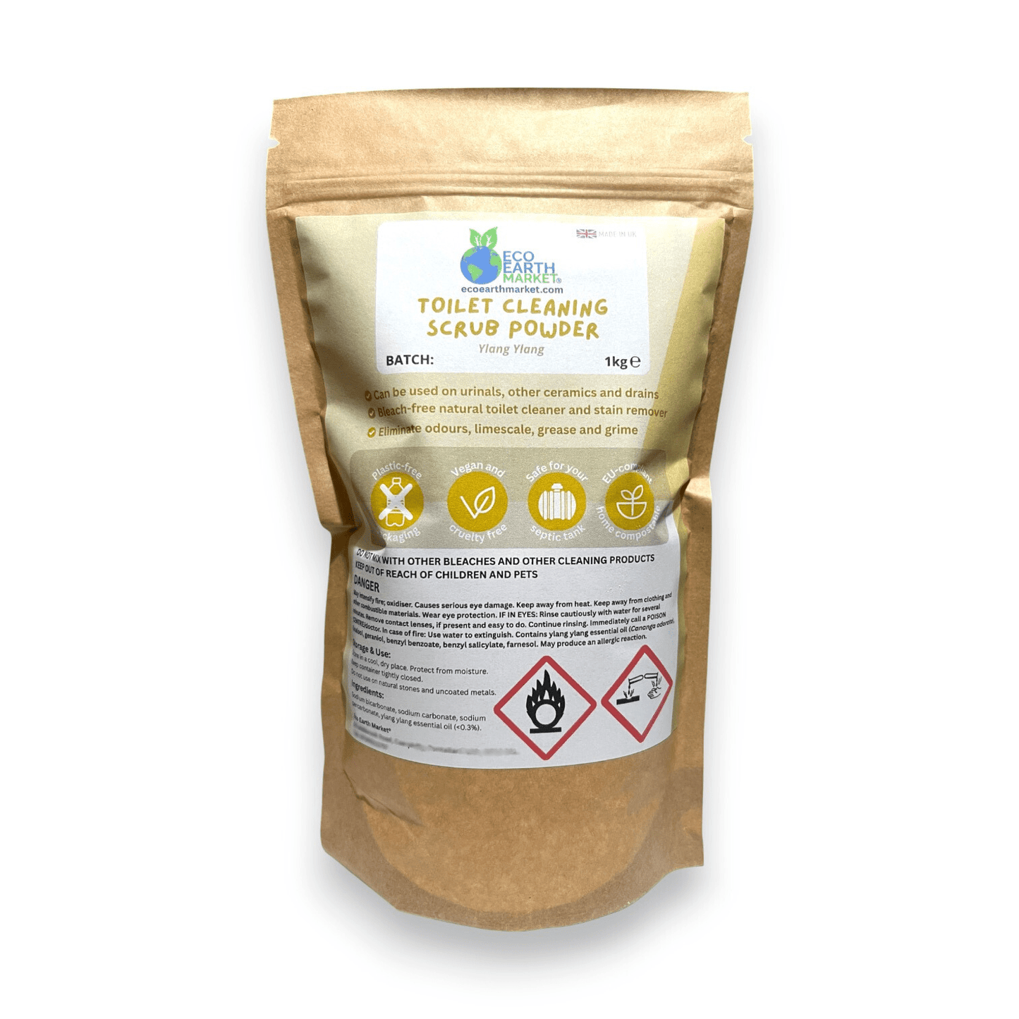 Natural Toilet Cleaning Powder with Essential Oil – Mineral-Based Formula - Choice of Scents