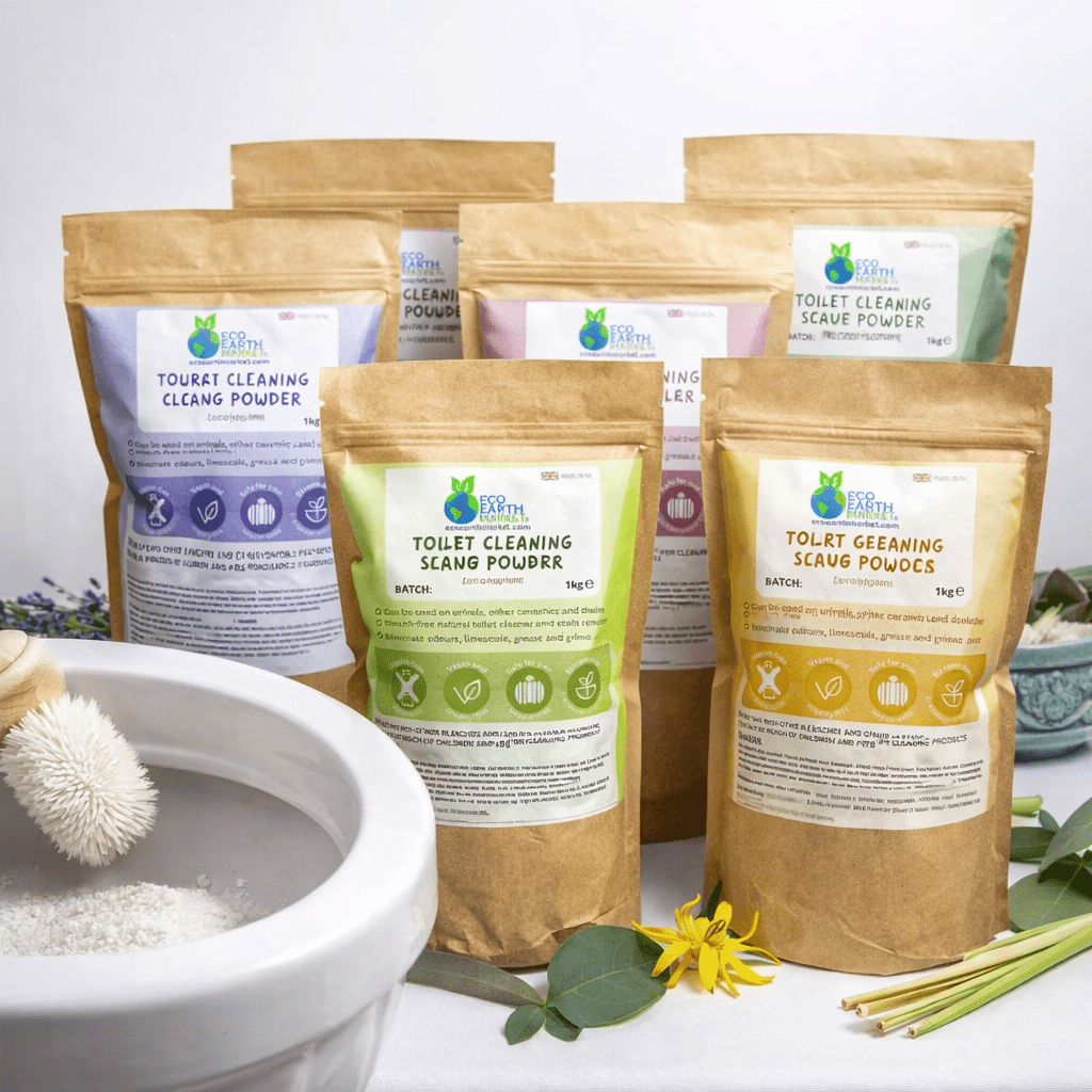 Natural Toilet Cleaning Powder with Essential Oil – Mineral-Based Formula - Choice of Scents