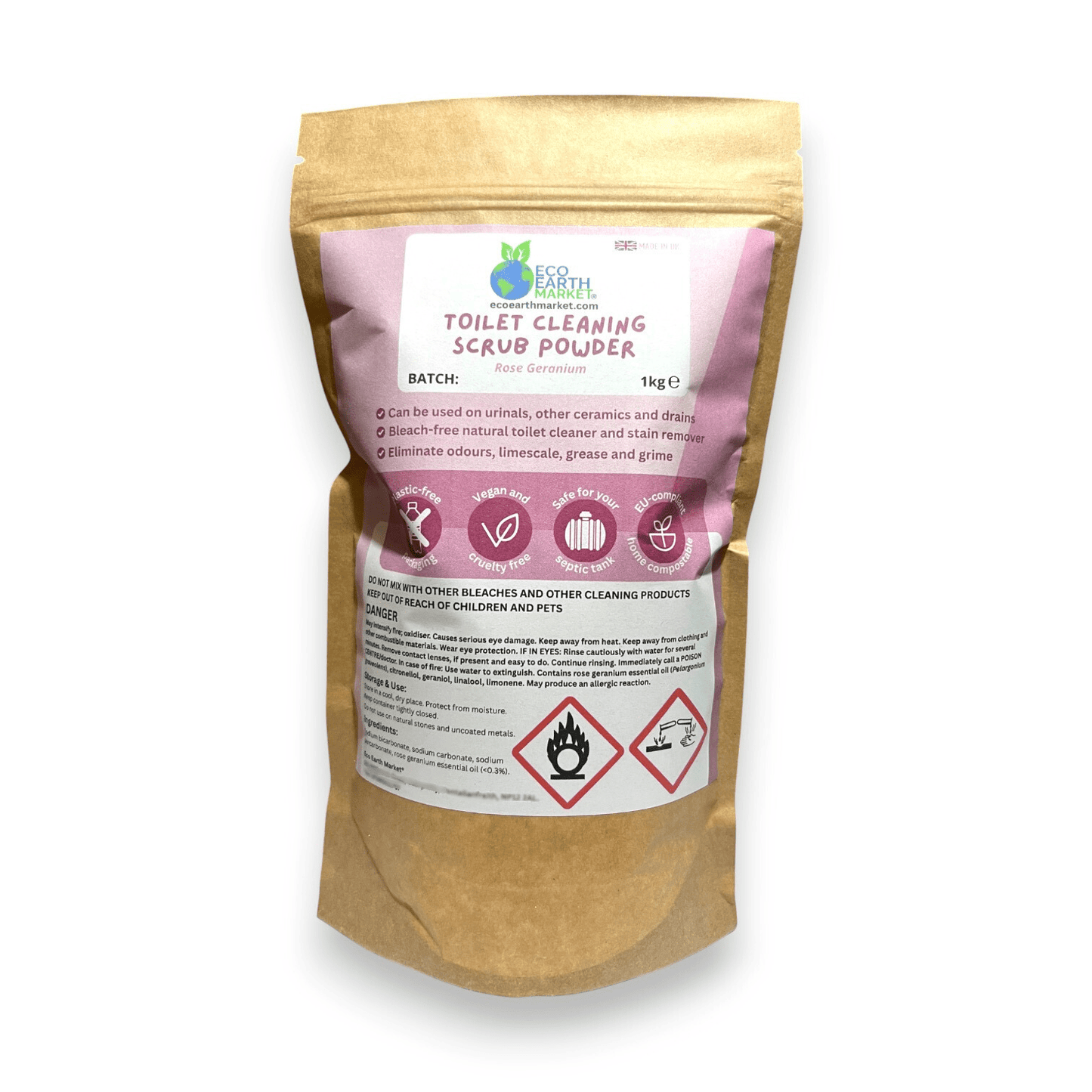Natural Toilet Cleaning Powder with Essential Oil – Mineral-Based Formula - Choice of Scents