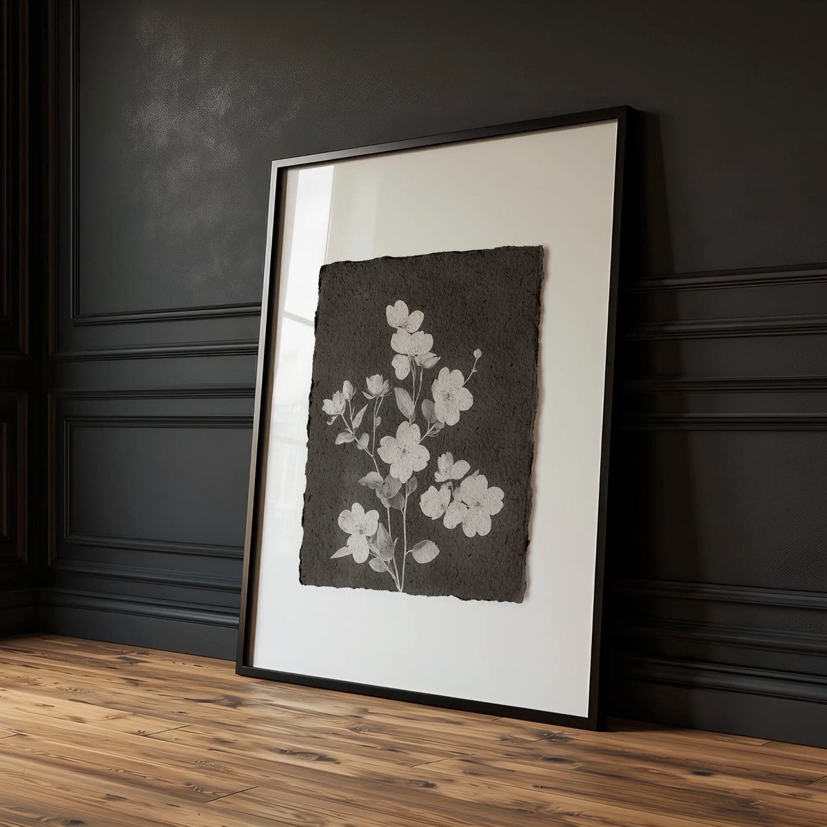Nature Art Dark Botanical Wildflowers & Blossom Wall Art Prints | Set of 3