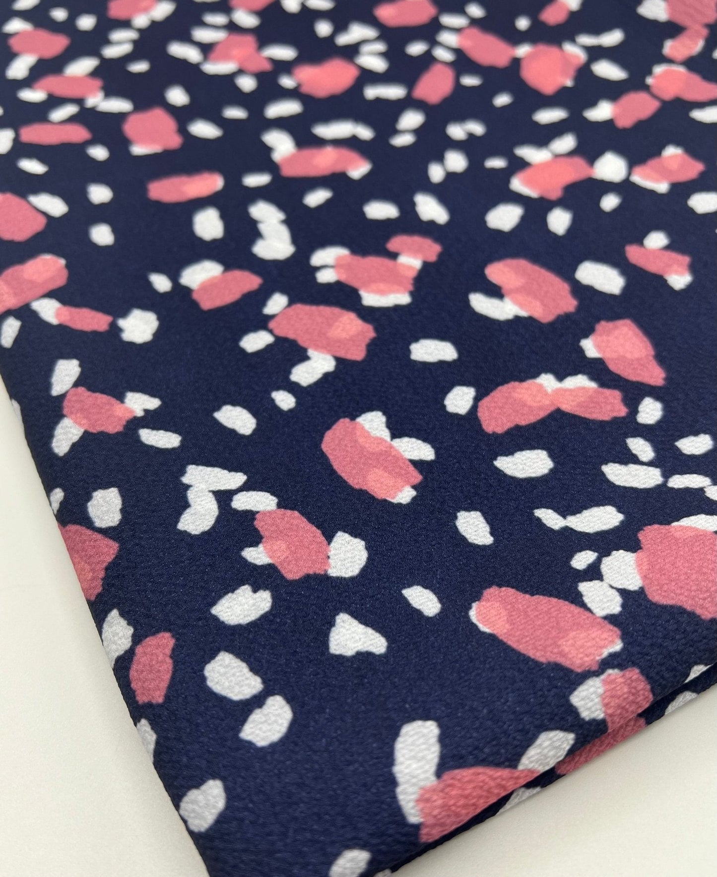 Navy Animal Print Lightweight Bubble Crepe Fabric