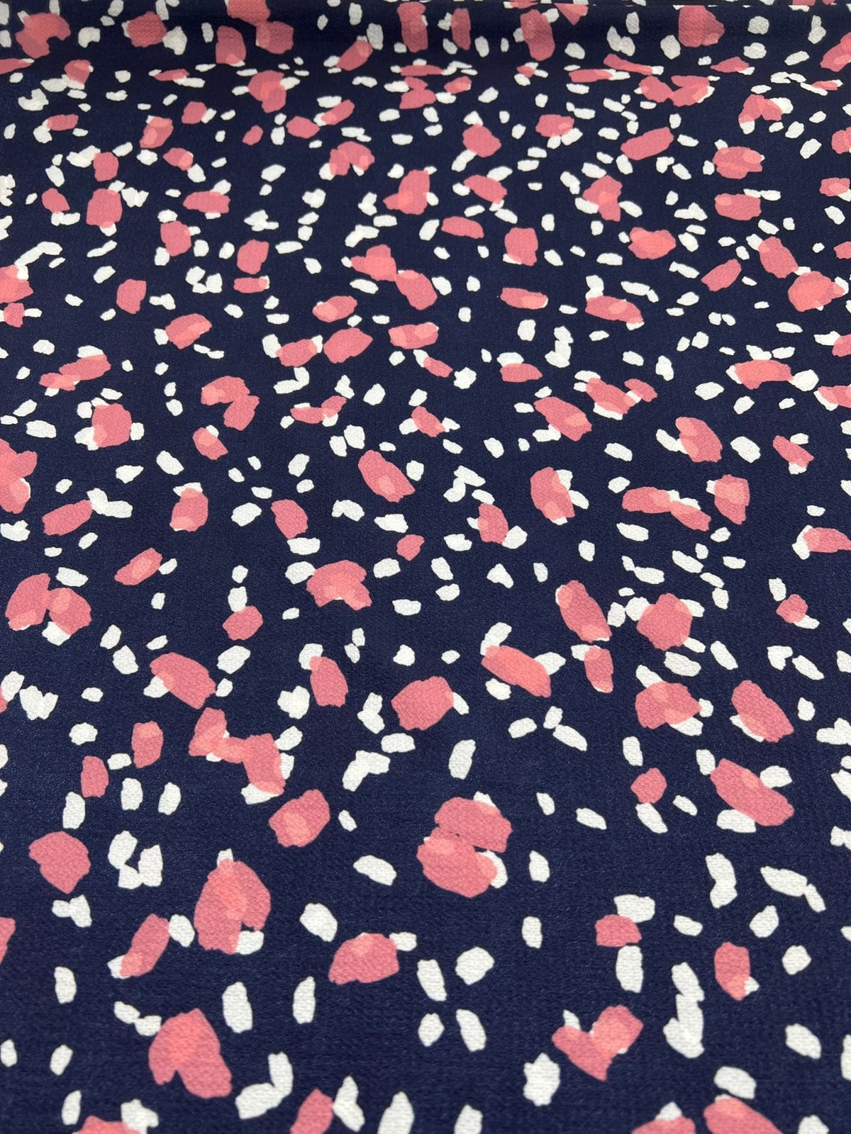 Navy Animal Print Lightweight Bubble Crepe Fabric