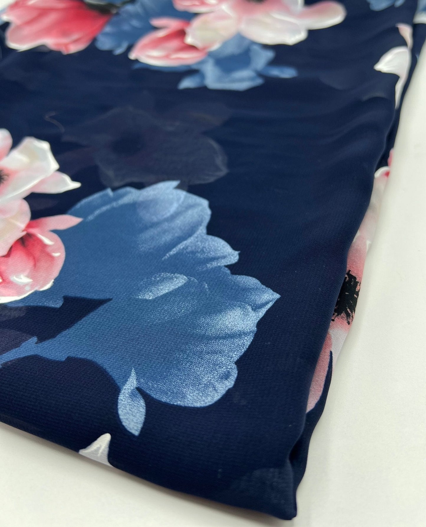Navy Blooms Floral Printed Chiffon Dress Fabric