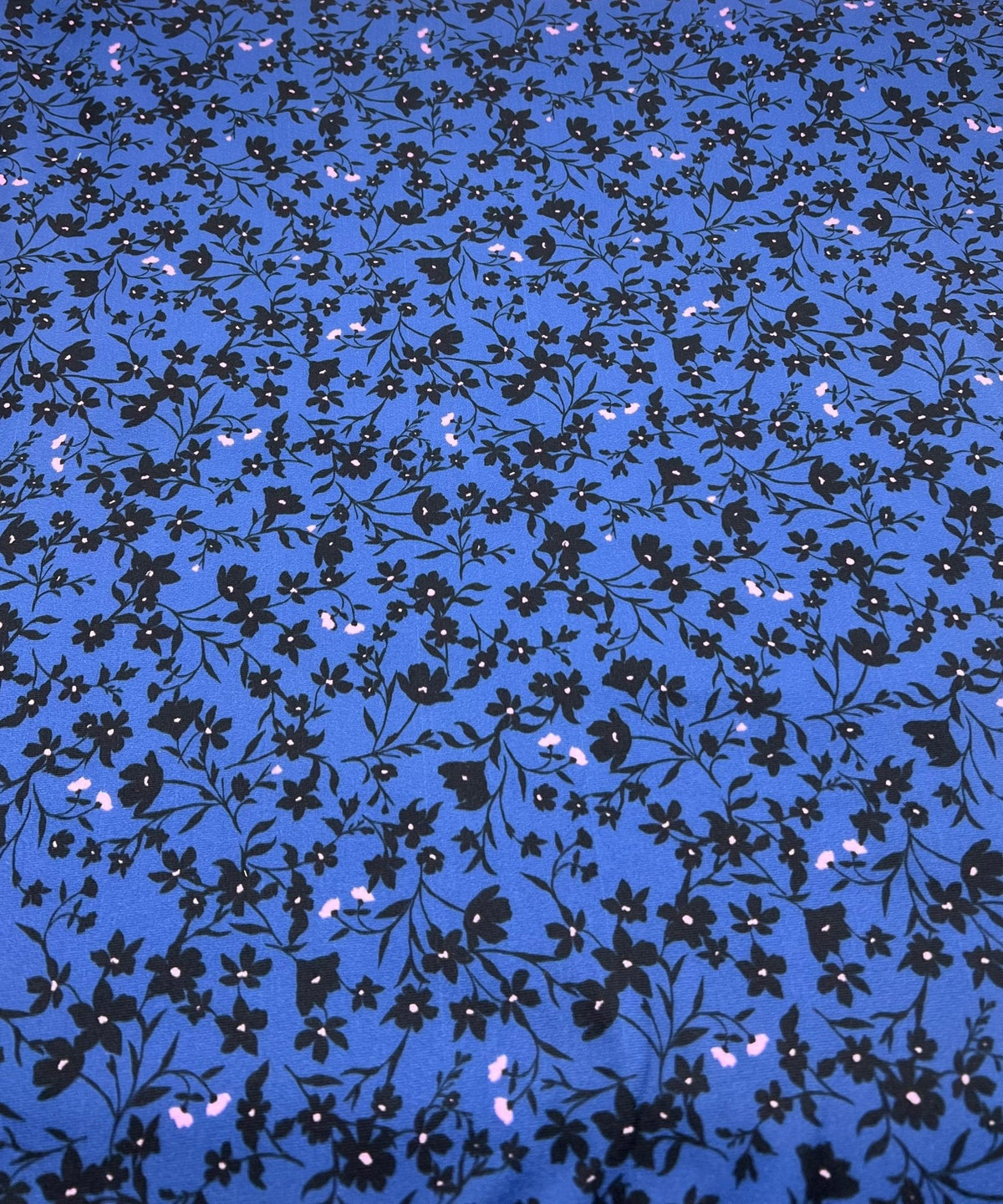 Navy Blue Ditsy Floral Print Viscose Elastane 4 Way Stretch Fabric