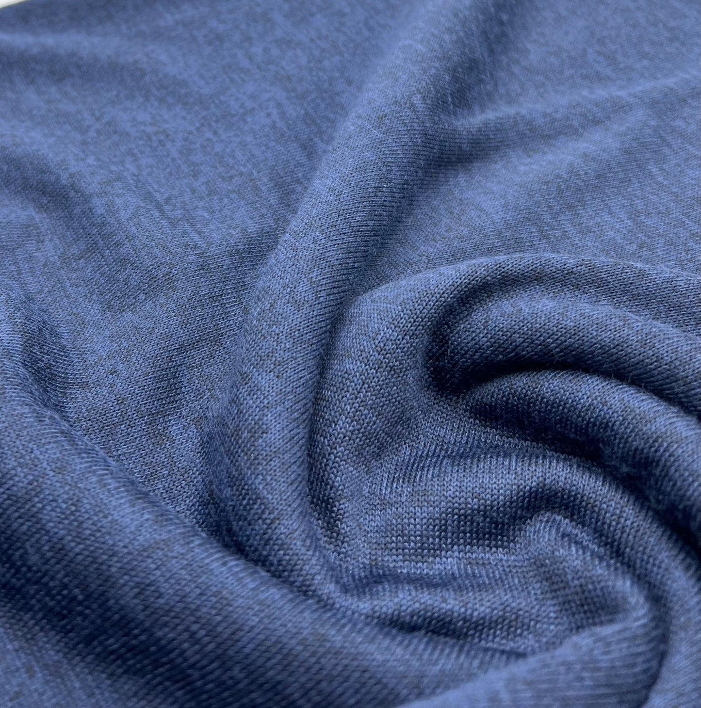 Navy Blue Melange Knit Stretch Fabric