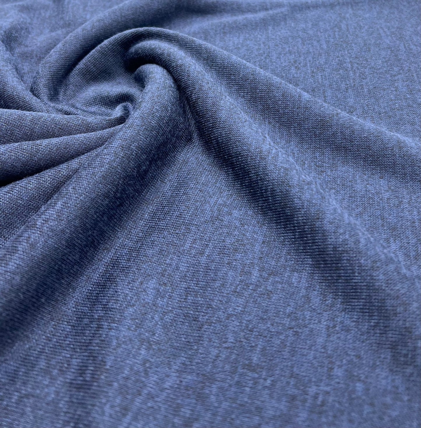 Navy Blue Melange Knit Stretch Fabric