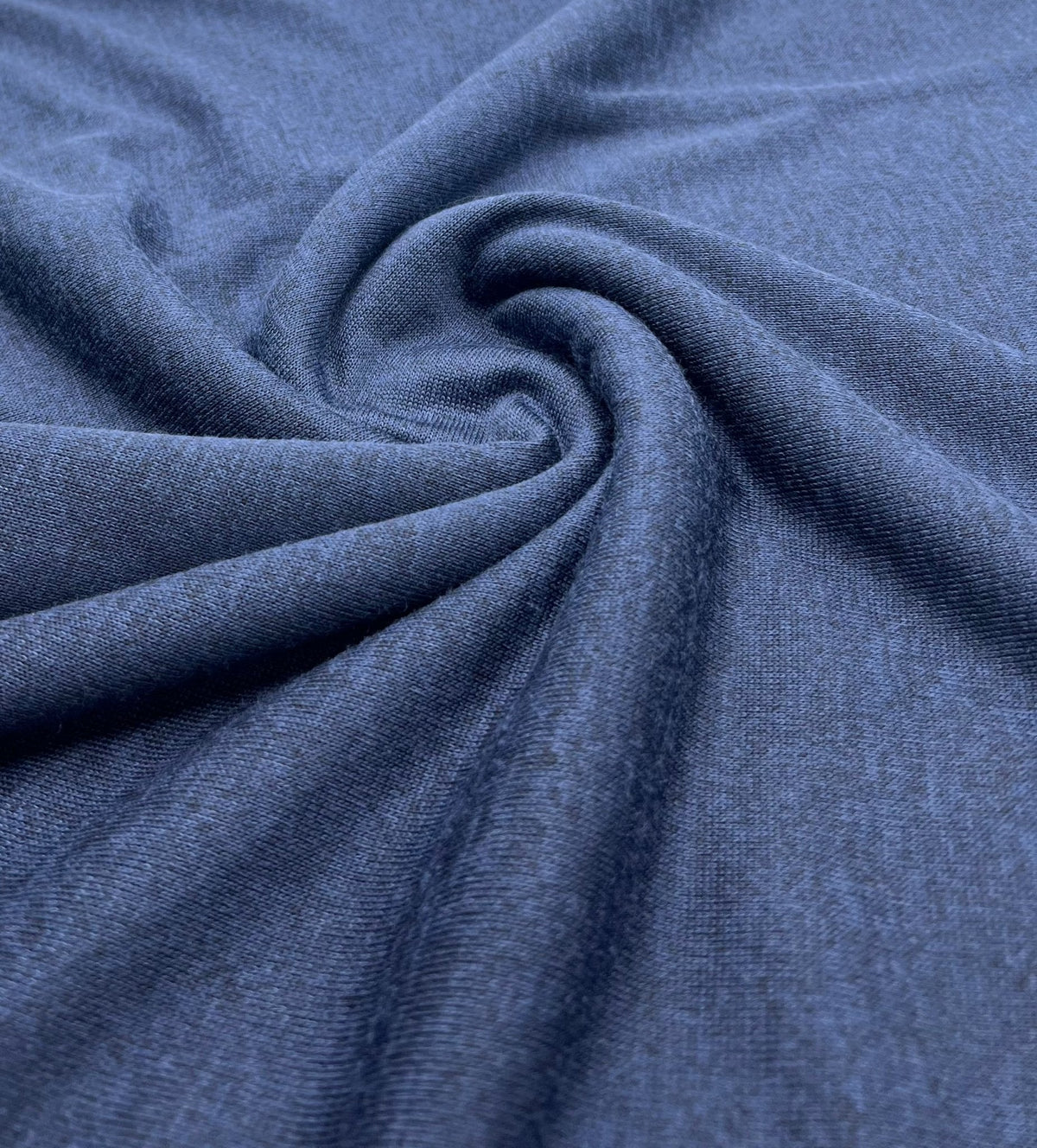 Navy Blue Melange Knit Stretch Fabric