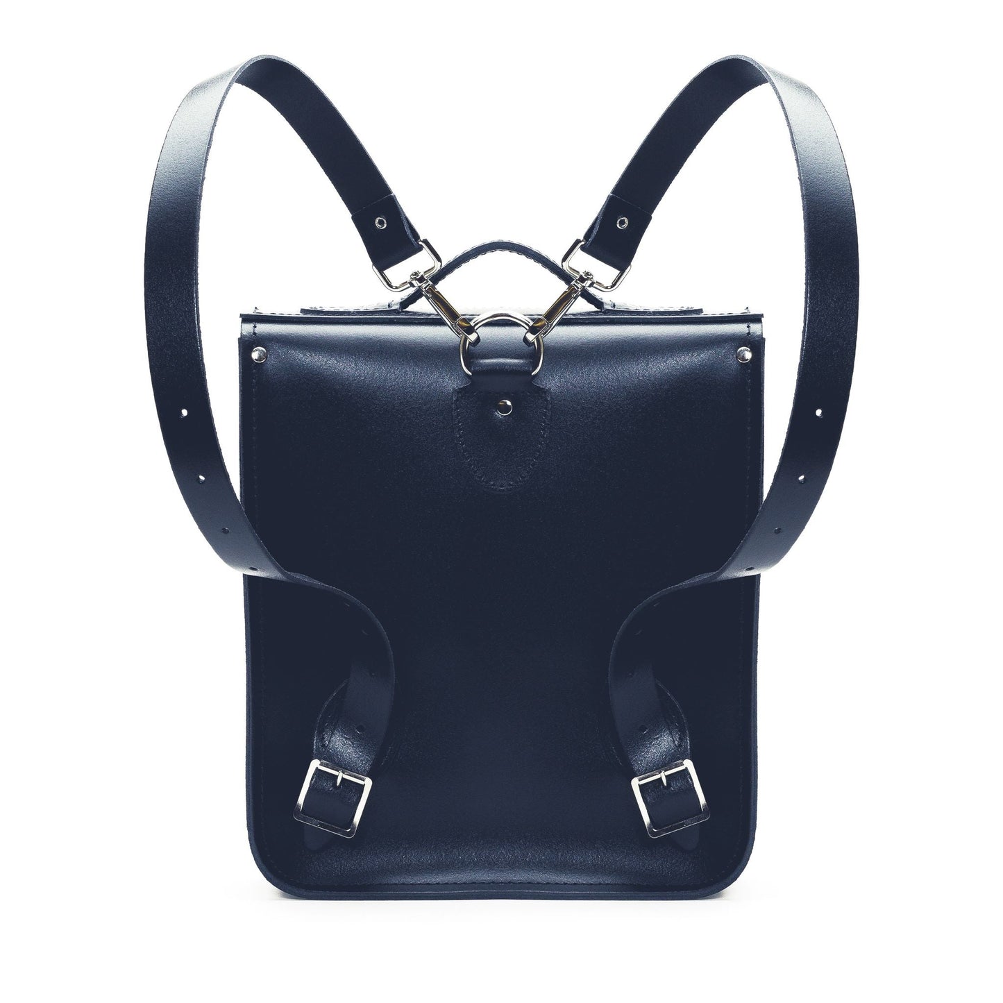 Handmade Leather City Backpack - Navy Blue
