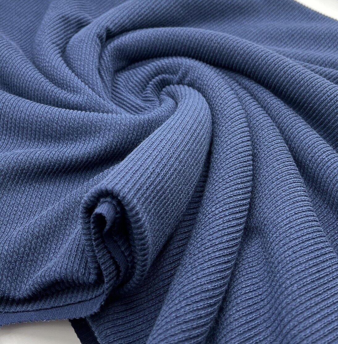 Navy Crinkle Rib Stretch Fabric