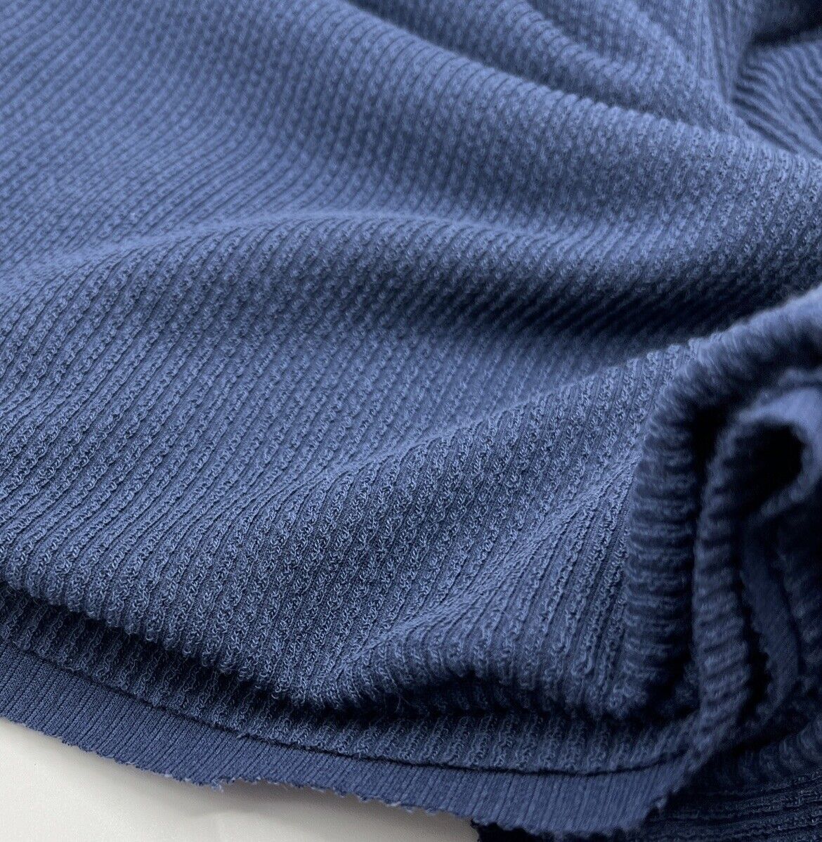 Navy Crinkle Rib Stretch Fabric