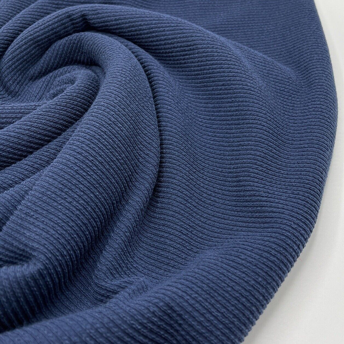 Navy Crinkle Rib Stretch Fabric